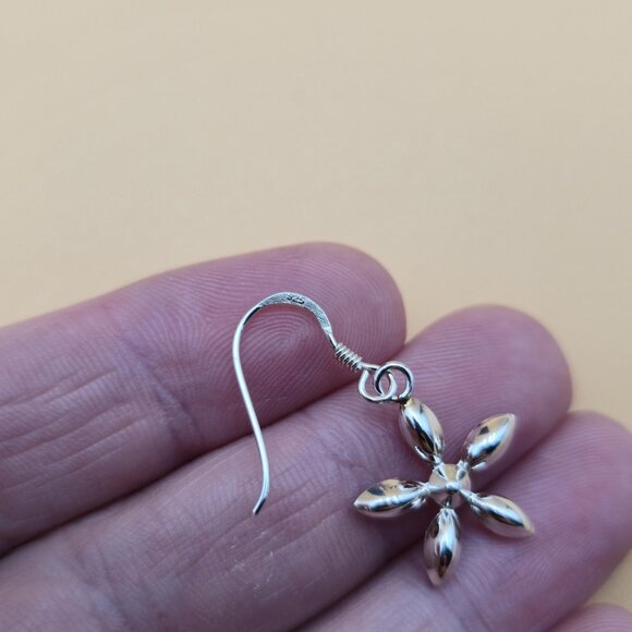 Sterling Silver Crystal Flower Dangle Earrings A5766 - Picture 3 of 5